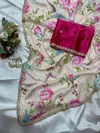 Aarna Chinon Digital With Embroidery And Daimond Work Saree Online Wholesale
